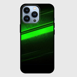 Чехол для iPhone 13 Pro Green line, цвет: 3D-черный