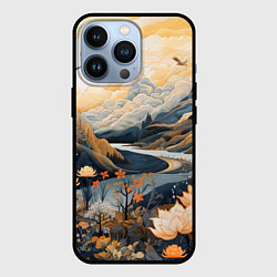 Чехол для iPhone 13 Pro Солнечное утро в цветущих горах, цвет: 3D-черный