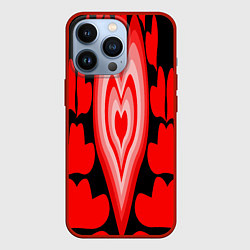 Чехол для iPhone 13 Pro Сердечки с красными узорами, цвет: 3D-красный