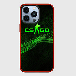Чехол для iPhone 13 Pro CSGO green abstract, цвет: 3D-красный