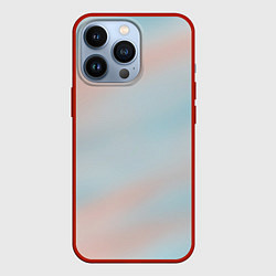Чехол для iPhone 13 Pro Нежно розовые и голубые размытия, цвет: 3D-красный