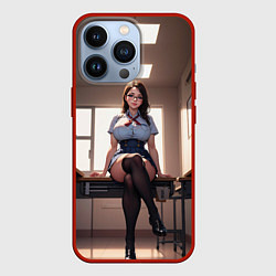 Чехол для iPhone 13 Pro Ученица в чулках, цвет: 3D-красный