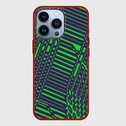 Чехол для iPhone 13 Pro Кибер сеть ЗелёныйФиолетовый, цвет: 3D-красный