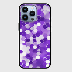 Чехол для iPhone 13 Pro Кибер Hexagon Фиолетовый, цвет: 3D-черный