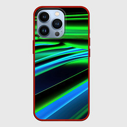 Чехол для iPhone 13 Pro Green black abstract, цвет: 3D-красный