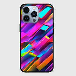 Чехол для iPhone 13 Pro Неоновые разноцветные пластины, цвет: 3D-черный
