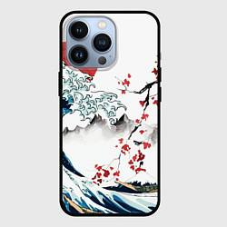 Чехол для iPhone 13 Pro Хокусай большая волна в Канагаве - пародия укиё, цвет: 3D-черный