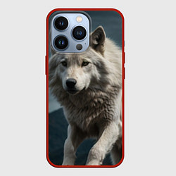 Чехол для iPhone 13 Pro Белый волк вожак стаи, цвет: 3D-красный