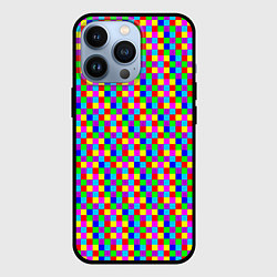 Чехол для iPhone 13 Pro Разноцветные маленькие квадраты, цвет: 3D-черный