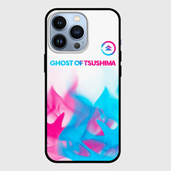 Чехол для iPhone 13 Pro Ghost of Tsushima neon gradient style: символ свер, цвет: 3D-черный