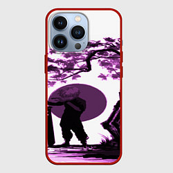 Чехол для iPhone 13 Pro Канеки самурай под сакурой, цвет: 3D-красный