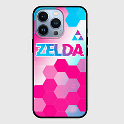 Чехол iPhone 13 Pro Zelda neon gradient style: символ сверху