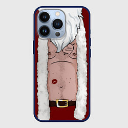 Чехол для iPhone 13 Pro Прикольный костюм санта клауса - голое тело, цвет: 3D-тёмно-синий