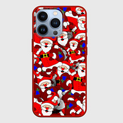 Чехол для iPhone 13 Pro Новогодний паттерн с дедами морозами, цвет: 3D-красный