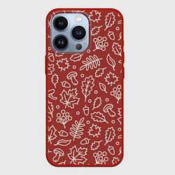 Чехол для iPhone 13 Pro Осень - бордовый 2, цвет: 3D-красный