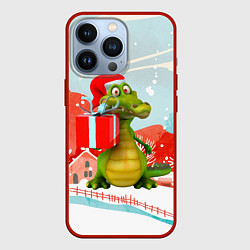 Чехол для iPhone 13 Pro Дракон с подарком, цвет: 3D-красный