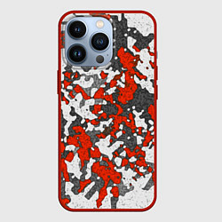 Чехол для iPhone 13 Pro Абстракция серо-красная, цвет: 3D-красный