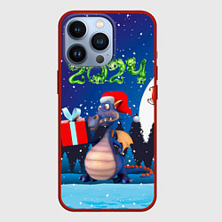 Чехол для iPhone 13 Pro Cиний дракон, цвет: 3D-красный