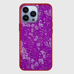 Чехол для iPhone 13 Pro Белые лепестки на розовом фоне, цвет: 3D-красный