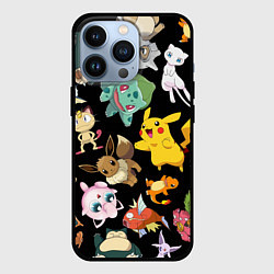Чехол для iPhone 13 Pro Пикачу и другие покемоны, цвет: 3D-черный
