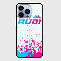 Чехол для iPhone 13 Pro Audi neon gradient style: символ сверху, цвет: 3D-черный