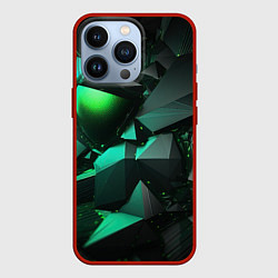 Чехол для iPhone 13 Pro Зеленые абстрактные объекты, цвет: 3D-красный