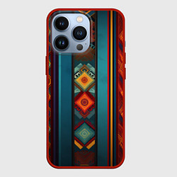 Чехол для iPhone 13 Pro Этнический орнамент в вертикальную полоску, цвет: 3D-красный