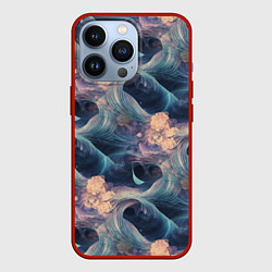 Чехол для iPhone 13 Pro Волнообразная фрактальная абстракция, цвет: 3D-красный