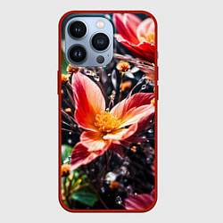 Чехол для iPhone 13 Pro Красный цветок капли, цвет: 3D-красный