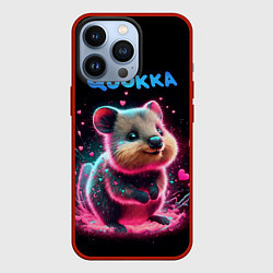 Чехол для iPhone 13 Pro Милый квокка с розовыми светящими сердечками, цвет: 3D-красный