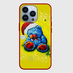 Чехол для iPhone 13 Pro Плюшевый синий Санта, цвет: 3D-красный