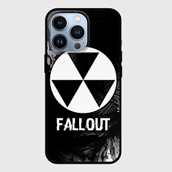 Чехол для iPhone 13 Pro Fallout glitch на темном фоне, цвет: 3D-черный