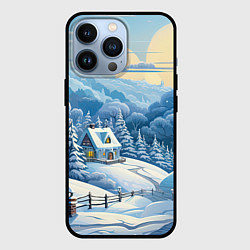 Чехол для iPhone 13 Pro Зима в деревне, цвет: 3D-черный