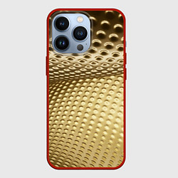 Чехол для iPhone 13 Pro Золотая сетка абстракция, цвет: 3D-красный