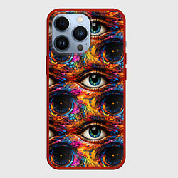 Чехол для iPhone 13 Pro Глаза рисунок паттерн, цвет: 3D-красный