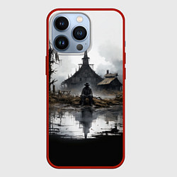 Чехол для iPhone 13 Pro Изба на болоте, цвет: 3D-красный