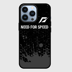 Чехол для iPhone 13 Pro Need for Speed glitch на темном фоне посередине, цвет: 3D-черный