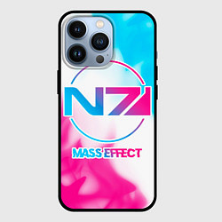 Чехол для iPhone 13 Pro Mass Effect neon gradient style, цвет: 3D-черный