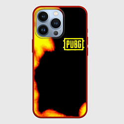 Чехол для iPhone 13 Pro PlayerUnknowns Battlegrounds fire, цвет: 3D-красный