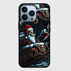 Чехол для iPhone 13 Pro Новогодний патерн со скелетом Санты, цвет: 3D-черный