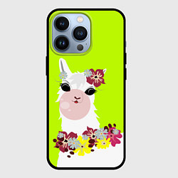 Чехол для iPhone 13 Pro Лама - альпака в венке, цвет: 3D-черный