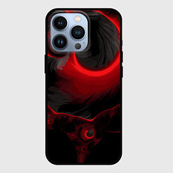 Чехол для iPhone 13 Pro Мраморные красные узоры на черном, цвет: 3D-черный