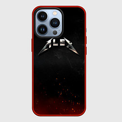 Чехол для iPhone 13 Pro Алекс в стиле Металлика, цвет: 3D-красный