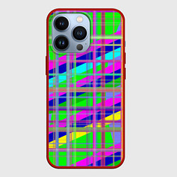 Чехол для iPhone 13 Pro Неоновые перпендикулярные полосы, цвет: 3D-красный