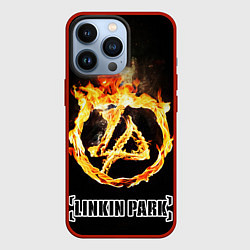 Чехол для iPhone 13 Pro Linkin Park - fire logo, цвет: 3D-красный