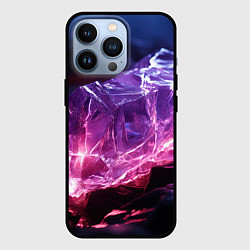 Чехол для iPhone 13 Pro Стеклянный камень с фиолетовой подсветкой, цвет: 3D-черный