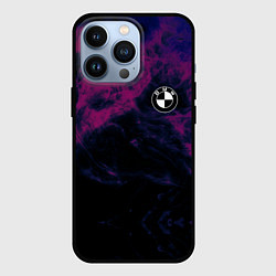 Чехол для iPhone 13 Pro БМВ на фоне сиреневого дыма, цвет: 3D-черный