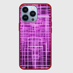 Чехол для iPhone 13 Pro Фиолетовые неоновые полосы киберпанк, цвет: 3D-красный