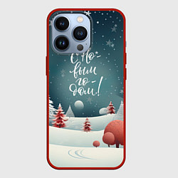 Чехол для iPhone 13 Pro Снежное покрывало праздника, цвет: 3D-красный