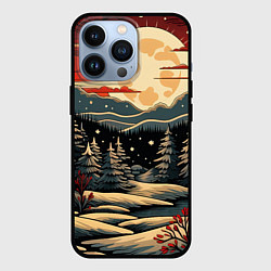 Чехол для iPhone 13 Pro Зимнее настроение новогодний рисунок, цвет: 3D-черный